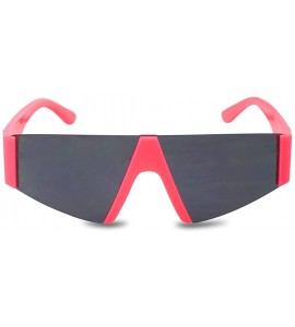 Wrap Retro Throwback Triangular Chic Geometric Style Sunglasses with Smoke Tinted Lens - Neon Pink - CB193ENYAY8 $30.43