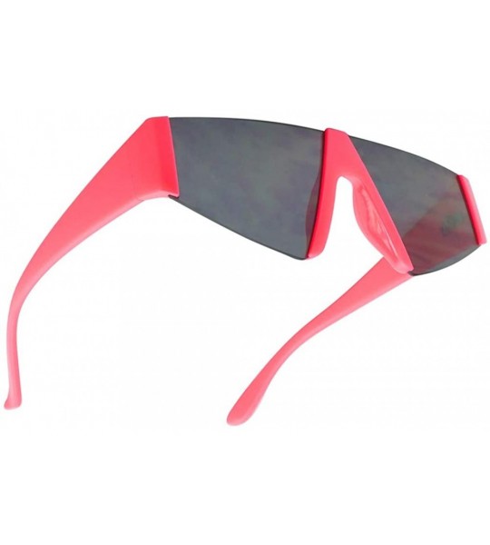 Wrap Retro Throwback Triangular Chic Geometric Style Sunglasses with Smoke Tinted Lens - Neon Pink - CB193ENYAY8 $30.43