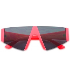 Wrap Retro Throwback Triangular Chic Geometric Style Sunglasses with Smoke Tinted Lens - Neon Pink - CB193ENYAY8 $30.43