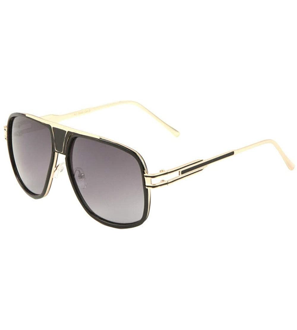 Square Pioneer Luxury Square Aviator Sunglasses - Black & Metallic Rose Gold Frame - C818SR0SY2S $21.16