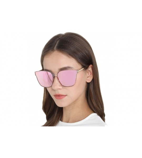 Square Square Sunglasses Womens Mens Oversized Mirrored lens U886 - Pink - C018LTRU8RD $29.53