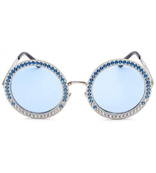 Oversized Round Oversized Rhinestone Sunglasses for Women Diamond Shades - D - CT18S2SUWC7 $22.23