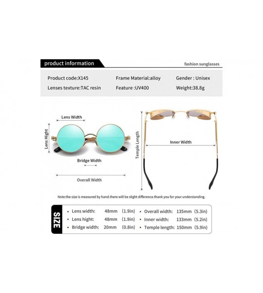 Oval Vintage Steampunk Sunglasses Circle Glasses - 145gold/Bule - CN18M42M053 $24.05