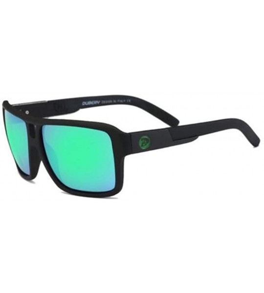 Rectangular Men's Polarized Sunglasses Outdoor Driving Women Sport Sun Glasses Fishing Style - Black/Green Lens - CM18HIT93IA...