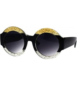 Round Thick Round Circle Frame Sunglasses Womens Stylish Chic Shades UV 400 - Gold Black Clear - CU18NUUZGSY $19.34