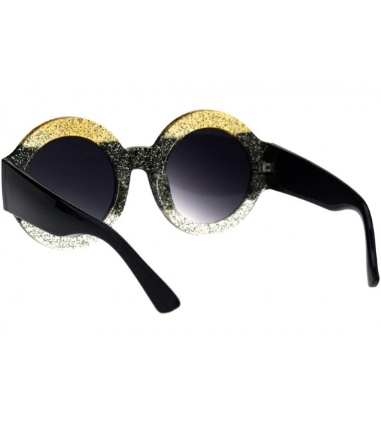 Round Thick Round Circle Frame Sunglasses Womens Stylish Chic Shades UV 400 - Gold Black Clear - CU18NUUZGSY $19.34