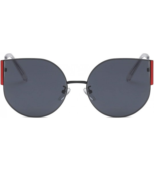 Cat Eye Women Round Cat Eye Sunglasses - Black / Red - CU18THHUTAN $29.59