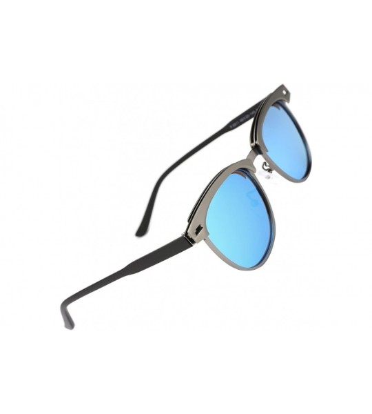 Rimless Classic Browline Polarized Semi Rimless Sunglasses for Women Men - Blue - C718C5YY5RD $25.82