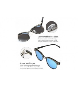 Rimless Classic Browline Polarized Semi Rimless Sunglasses for Women Men - Blue - C718C5YY5RD $25.82