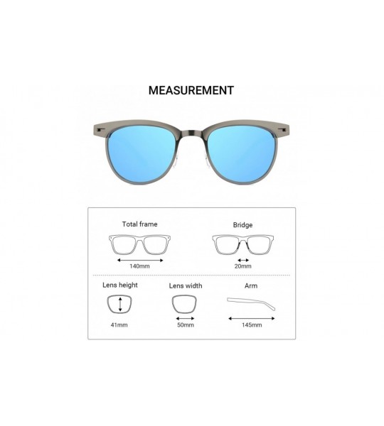 Rimless Classic Browline Polarized Semi Rimless Sunglasses for Women Men - Blue - C718C5YY5RD $25.82