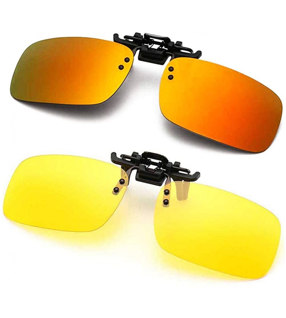 Wrap Polarized Clip-on Sunglasses Anti-Glare Driving Glasses for Prescription Glasses - Orange + Night Vision Lens - CR18IG85...