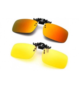 Wrap Polarized Clip-on Sunglasses Anti-Glare Driving Glasses for Prescription Glasses - Orange + Night Vision Lens - CR18IG85...