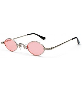 Oval Tiny Sunglasses Men Metal Retro Small Oval Sun Glasses Women Unisex Gift Items - Silver With Pink - C518LS3WG9I $19.04