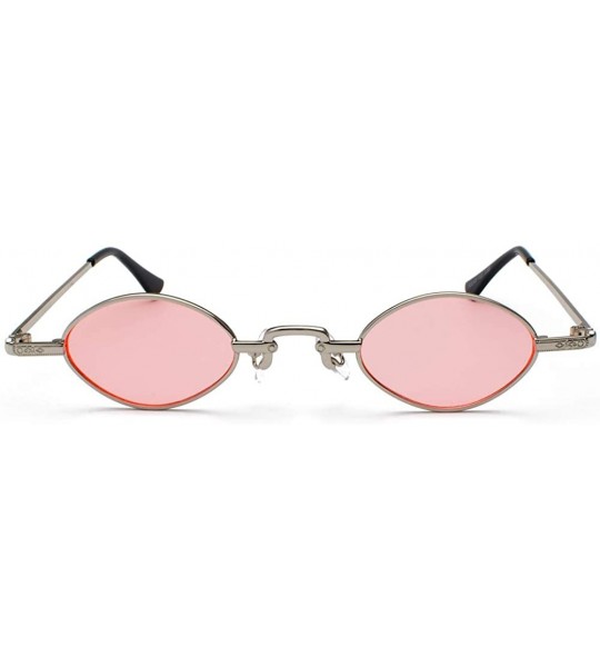 Oval Tiny Sunglasses Men Metal Retro Small Oval Sun Glasses Women Unisex Gift Items - Silver With Pink - C518LS3WG9I $19.04