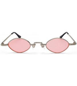 Oval Tiny Sunglasses Men Metal Retro Small Oval Sun Glasses Women Unisex Gift Items - Silver With Pink - C518LS3WG9I $19.04