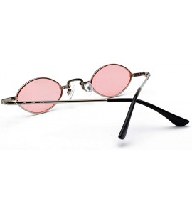 Oval Tiny Sunglasses Men Metal Retro Small Oval Sun Glasses Women Unisex Gift Items - Silver With Pink - C518LS3WG9I $19.04