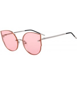 Rimless Women Classic Cat Eye Sunglasses Rimless Metal Frame Sun Glasses S8099 - Silver&pink - CM186D6SKOD $24.74