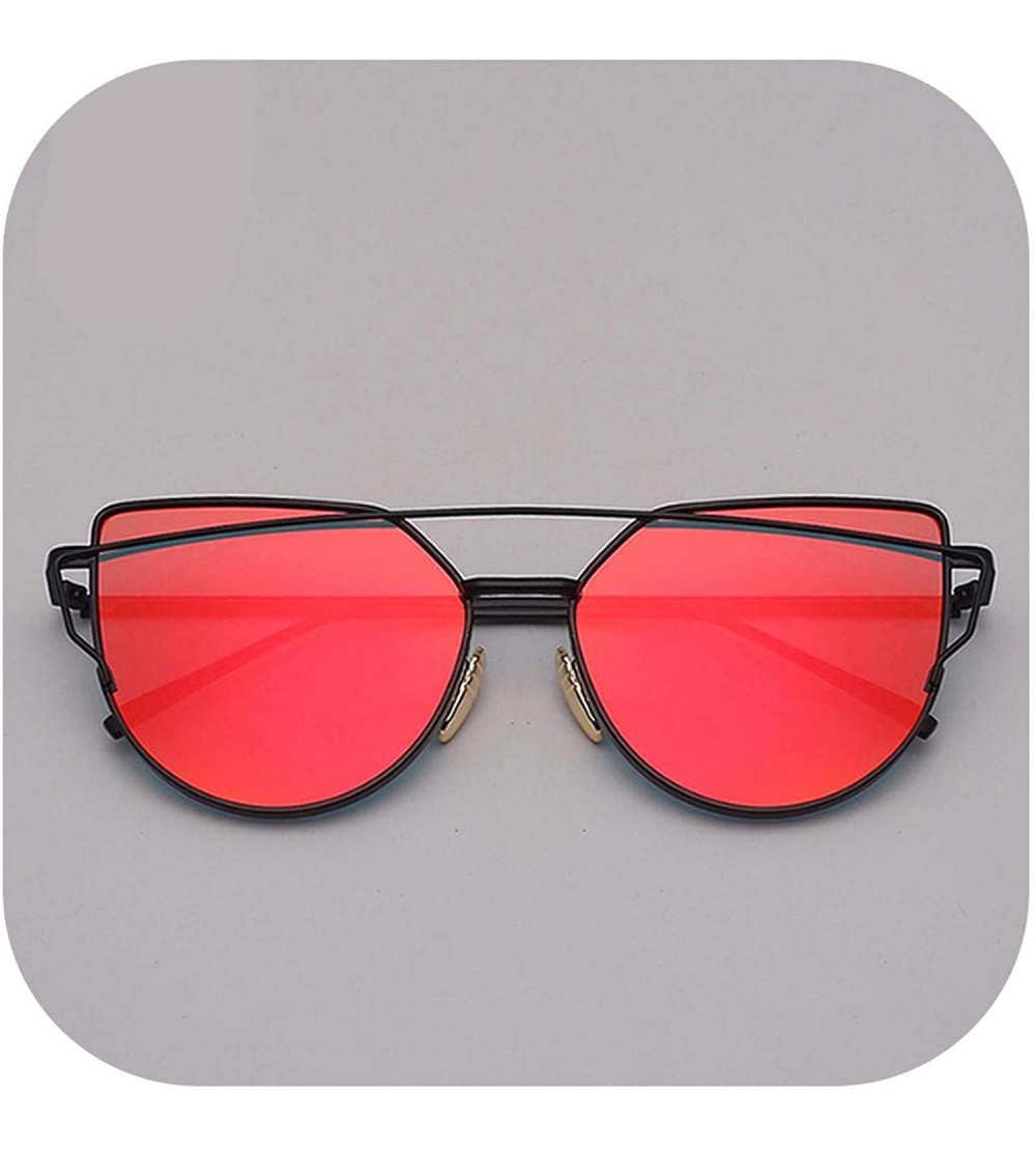 Square Cat Eye Sunglasses Women Vintage Metal Reflective Glasses Mirror Retro Oculos De Sol Gafas - Black Red - CH199CZH3AC $...