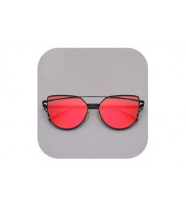 Square Cat Eye Sunglasses Women Vintage Metal Reflective Glasses Mirror Retro Oculos De Sol Gafas - Black Red - CH199CZH3AC $...