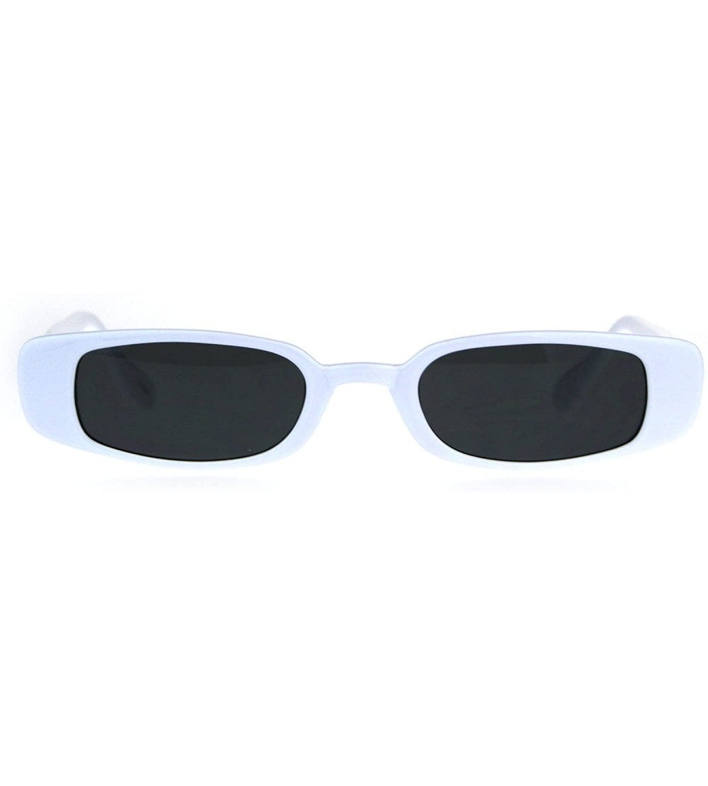 Round Womens Mod Narrow Rectangular Plastic Pimpy Sunglasses - White Black - C4180K8RU5D $19.17