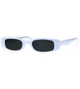 Round Womens Mod Narrow Rectangular Plastic Pimpy Sunglasses - White Black - C4180K8RU5D $19.17