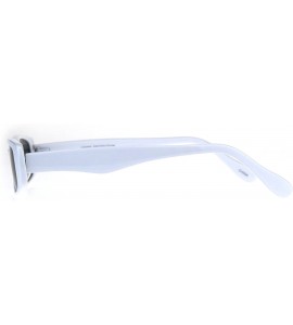 Round Womens Mod Narrow Rectangular Plastic Pimpy Sunglasses - White Black - C4180K8RU5D $19.17