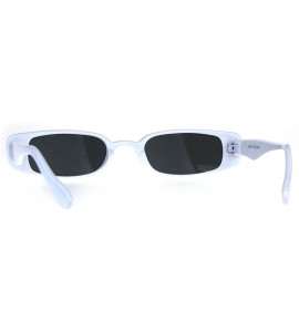 Round Womens Mod Narrow Rectangular Plastic Pimpy Sunglasses - White Black - C4180K8RU5D $19.17