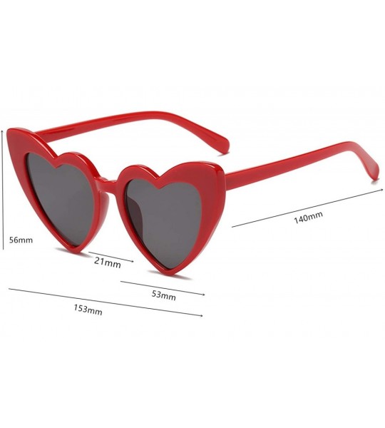 Sport Goggles Heart Sunglasses Women Vintage Cat Eye Mod Style Retro Glasses - Red - CO1927AH3MT $17.43