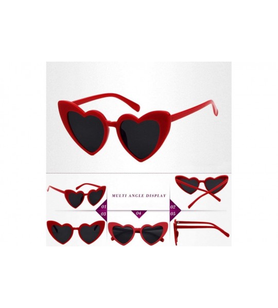 Sport Goggles Heart Sunglasses Women Vintage Cat Eye Mod Style Retro Glasses - Red - CO1927AH3MT $17.43