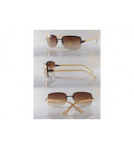 Wrap Semi-Rimless Rounded Rectangular Tinted Sunglasses A297 - Copper Brown - CU18ZTZ75UK $24.91