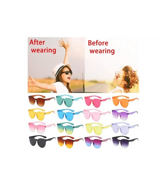 Goggle Square Sunglasses Women Fashion Rimless Frame Glasses Transparent Eyewear Transparent Candy Color Eyewear - A - CE1907...