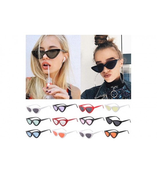 Goggle Retro Vintage Sunglasses for Women Goggles Plastic Frame Glasses Cat Eye Colorful Lens Plastic Frame Eyewear - F - CI1...