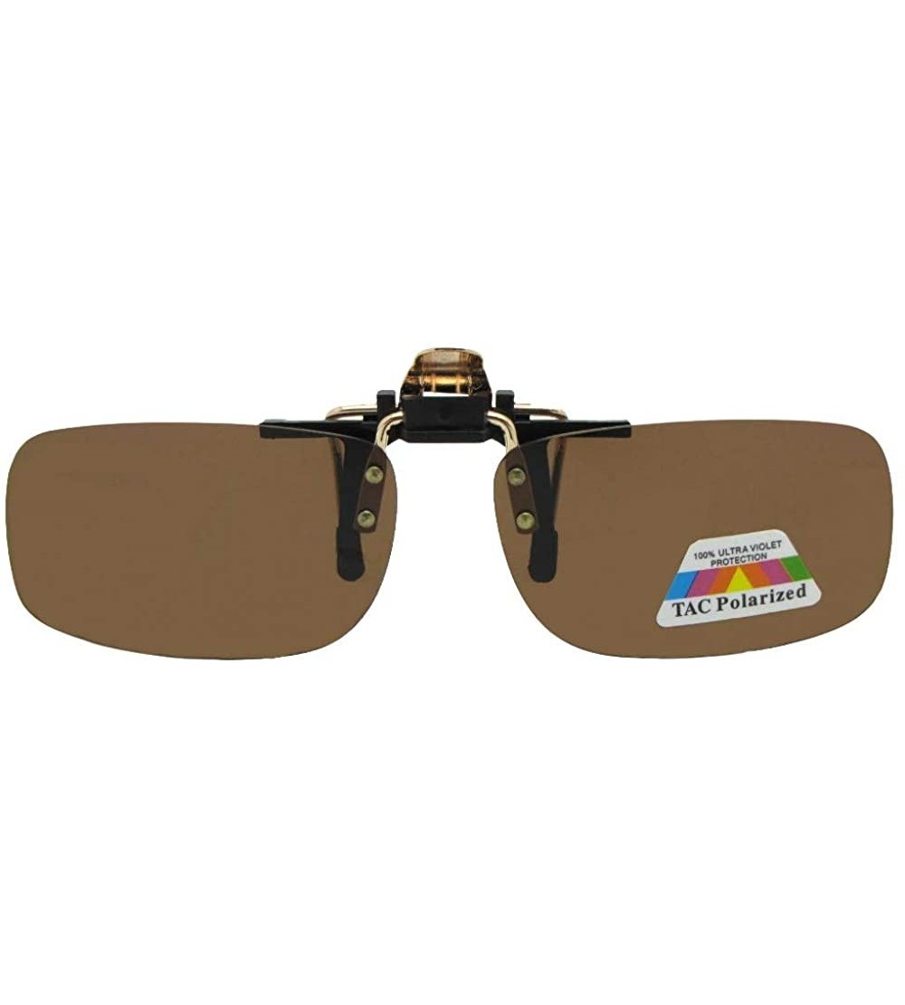 Rectangular Slim Rectangle Polarized Flip-up Sunglasses - Polarized Brown Lenses - CN186R207E6 $25.60