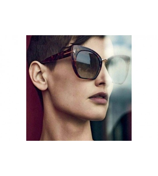 Oversized Lady Oversized Sunglasses For Women Cat Eye Brand Designer C1 Leopard Gray - C4 Black Gray - CH18YZX462U $20.35