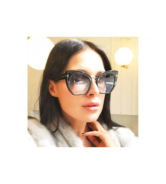 Oversized Lady Oversized Sunglasses For Women Cat Eye Brand Designer C1 Leopard Gray - C4 Black Gray - CH18YZX462U $20.35