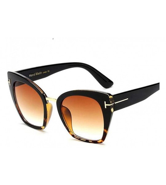 Oversized Lady Oversized Sunglasses For Women Cat Eye Brand Designer C1 Leopard Gray - C4 Black Gray - CH18YZX462U $20.35