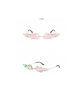 Wrap Retro Fashion Sunglasses Non-Polarized Personality Anti-UV Flame Casual Sunglasses - Pink - CE18A0GRUYH $19.58