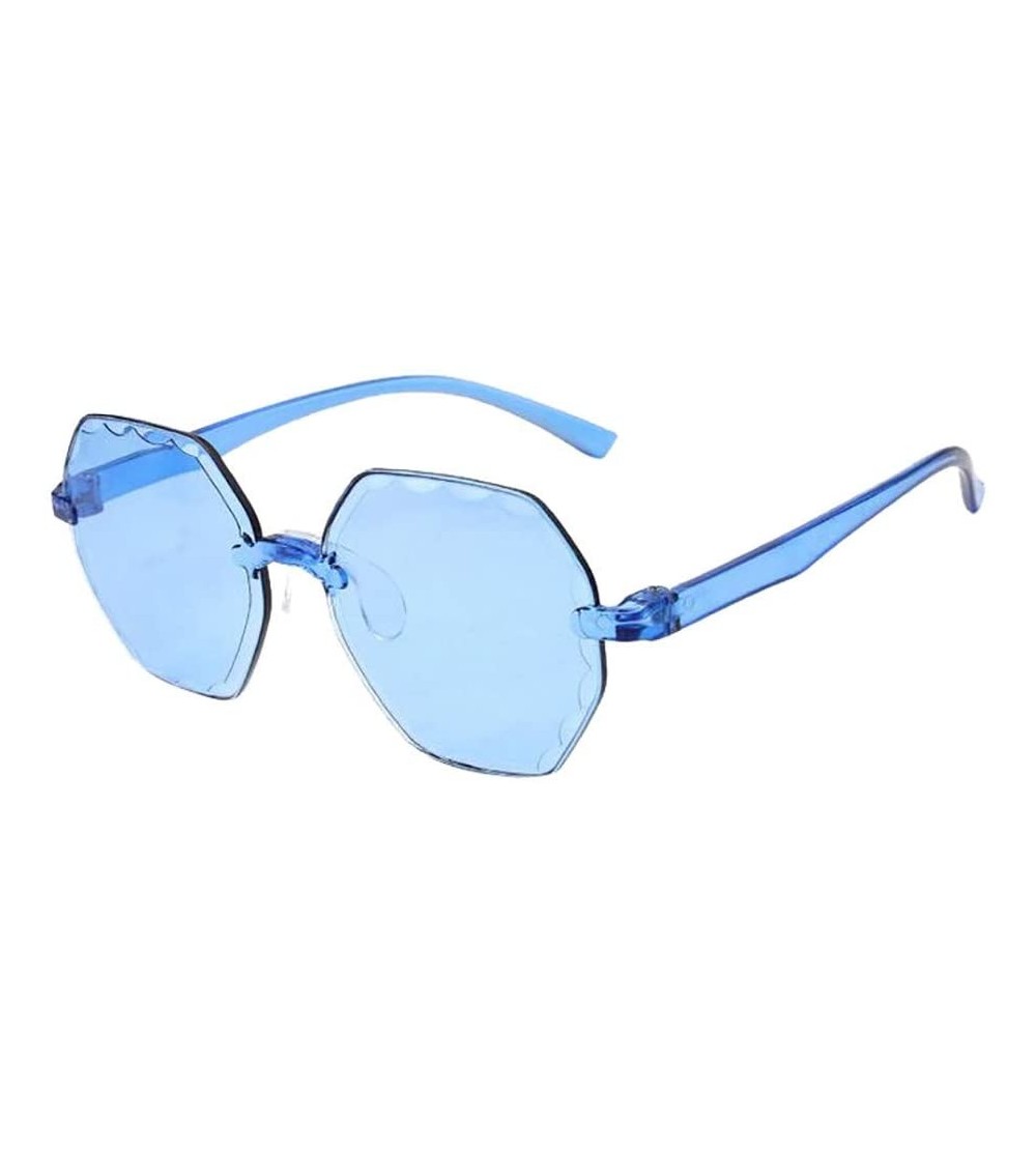 Square One Piece Jelly Candy Colorful Unisex Sunglasses Frameless Multilateral Shaped Eyewear - Blue - CD1900QQ2M3 $16.83