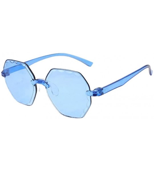 Square One Piece Jelly Candy Colorful Unisex Sunglasses Frameless Multilateral Shaped Eyewear - Blue - CD1900QQ2M3 $16.83