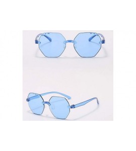 Square One Piece Jelly Candy Colorful Unisex Sunglasses Frameless Multilateral Shaped Eyewear - Blue - CD1900QQ2M3 $16.83