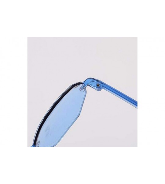 Square One Piece Jelly Candy Colorful Unisex Sunglasses Frameless Multilateral Shaped Eyewear - Blue - CD1900QQ2M3 $16.83