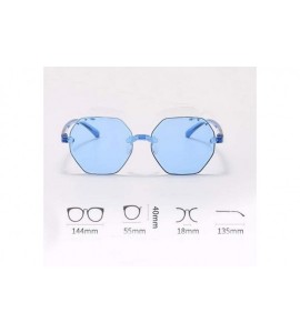 Square One Piece Jelly Candy Colorful Unisex Sunglasses Frameless Multilateral Shaped Eyewear - Blue - CD1900QQ2M3 $16.83