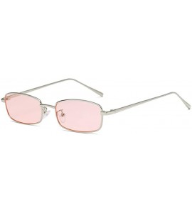 Square Unisex Vintage Slender Square Sunglasses-Retro Small Metal Frame Candy Colors UV400 X75252 - Pink - CV196H8SANR $19.09