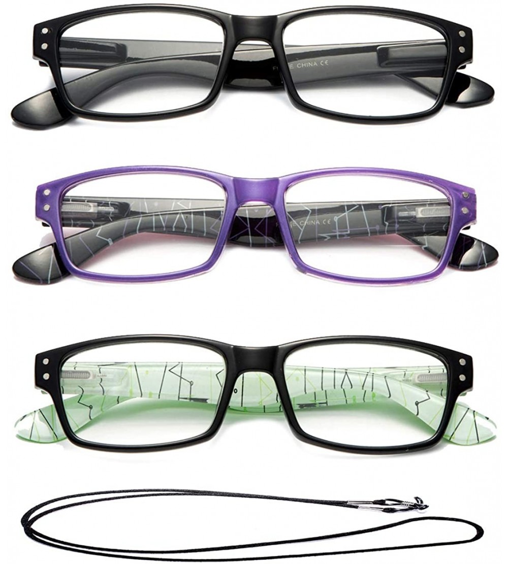 Square Newbee Fashion-"Wave" Full Thick Frame Spring Temple Design Fashion Reading Glasses - CD18LQSGTHY $27.75