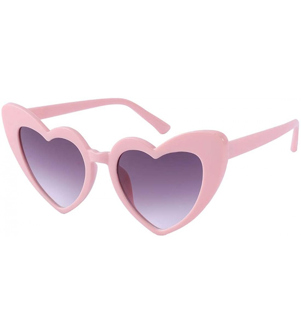 Oversized Heart Sunglasses Retro Cat Eye Mod Style Vintage Kurt Cobain Glasses - Pink Frame/ Black Lens - C618Z94W9R3 $18.18