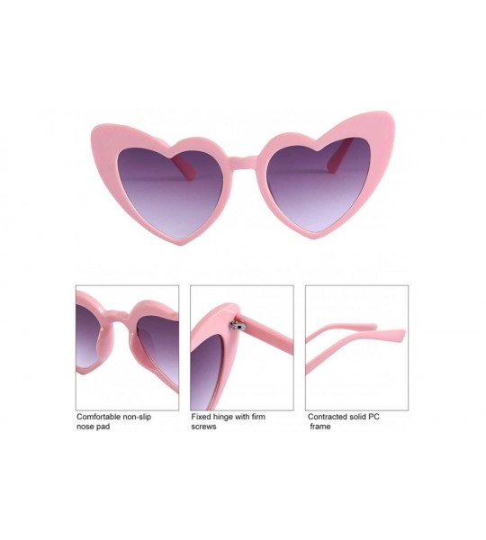 Oversized Heart Sunglasses Retro Cat Eye Mod Style Vintage Kurt Cobain Glasses - Pink Frame/ Black Lens - C618Z94W9R3 $18.18