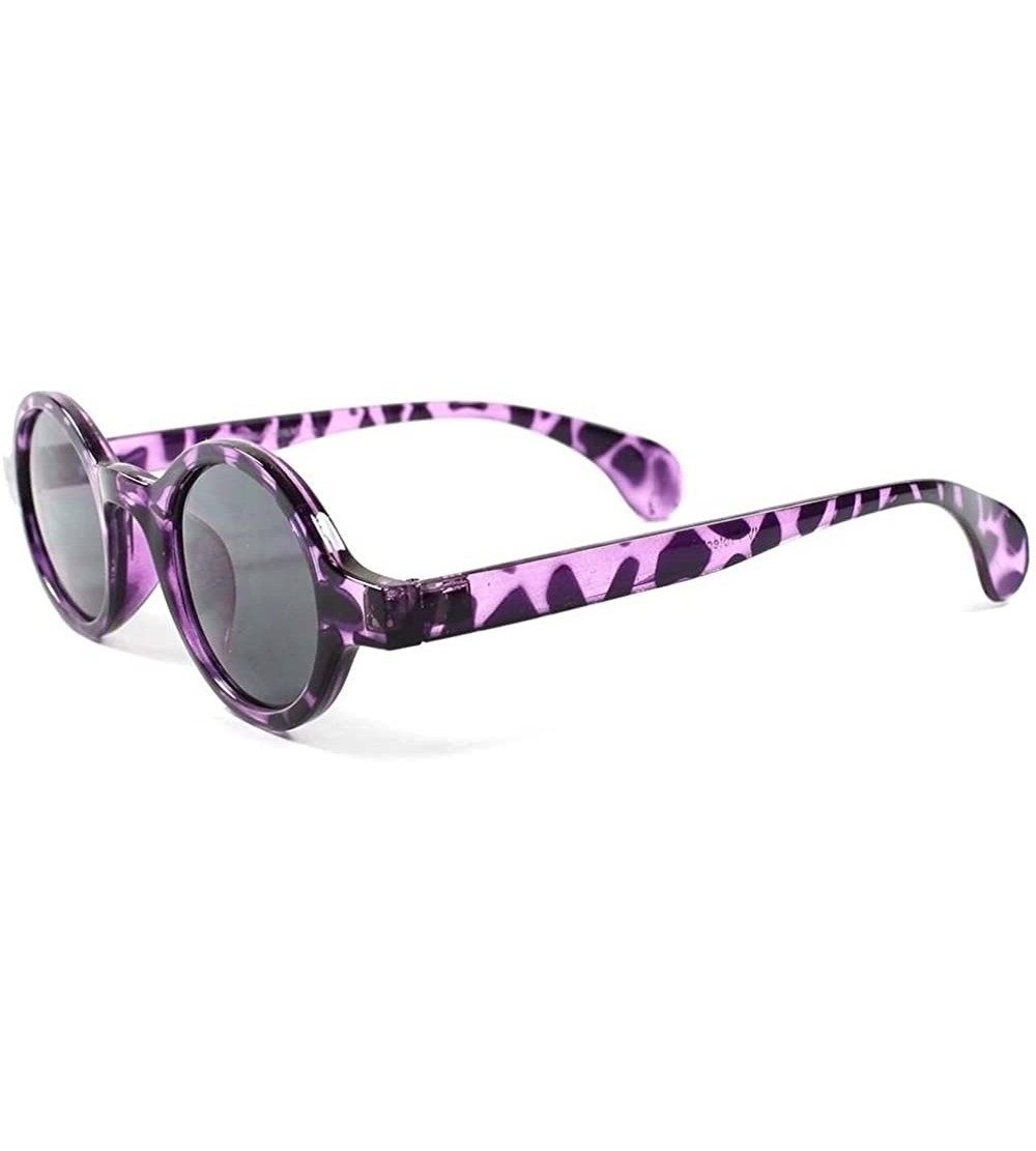 Round Lennon Old School Mens Womens Small Round Sunglasses - Purple & Black / Black - CC18ECE4XKR $29.82