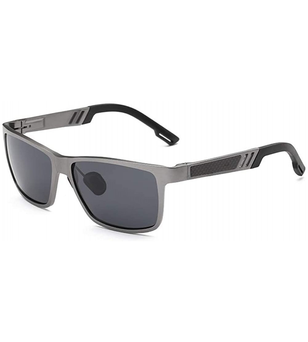 Aviator Men UV400 Retro Aluminium-Magnesium Polarized Sunglasses For Driving Fishing Golf Outdoor - Gray Frame/Gray Lens - CA...