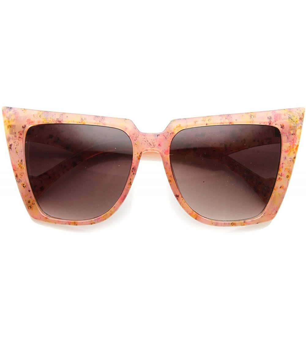 Oversized Women's Square Frame Speckled Butterfly Cat Eye Sunglasses 56mm - Pink / Lavender - C2124K9H1I7 $18.91