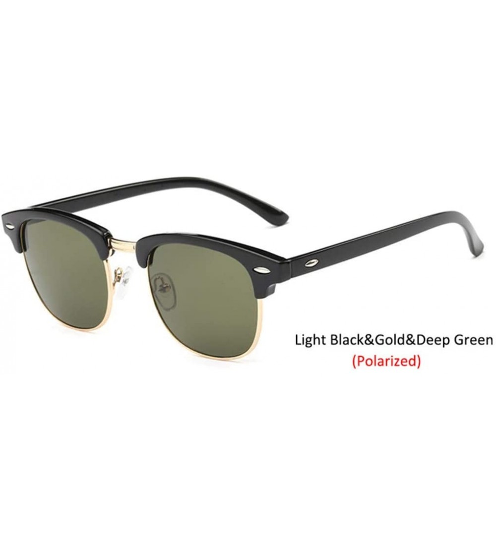 Semi-rimless Semi-Rimless Sunglasses Women Men Polarized Retro Eyeglasses - C18 Deep Green - CT194NA07IA $32.52